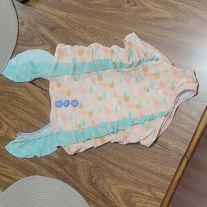 EUC girls Matilda Jane swimsuit, size 10, pink and green.